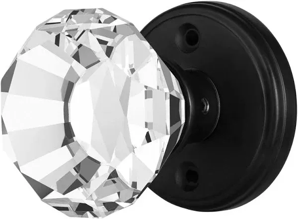 Crystal Doorknobs - Matte Clear, round Glass Privacy Doorknobs - Interior Antiqu