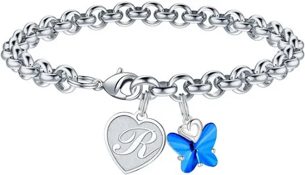 IEFWELL Girls Gifts Girls Charm Bracelets for Girls Gifts Girls Butterfly Bracelets Girls Gifts Heart Initial