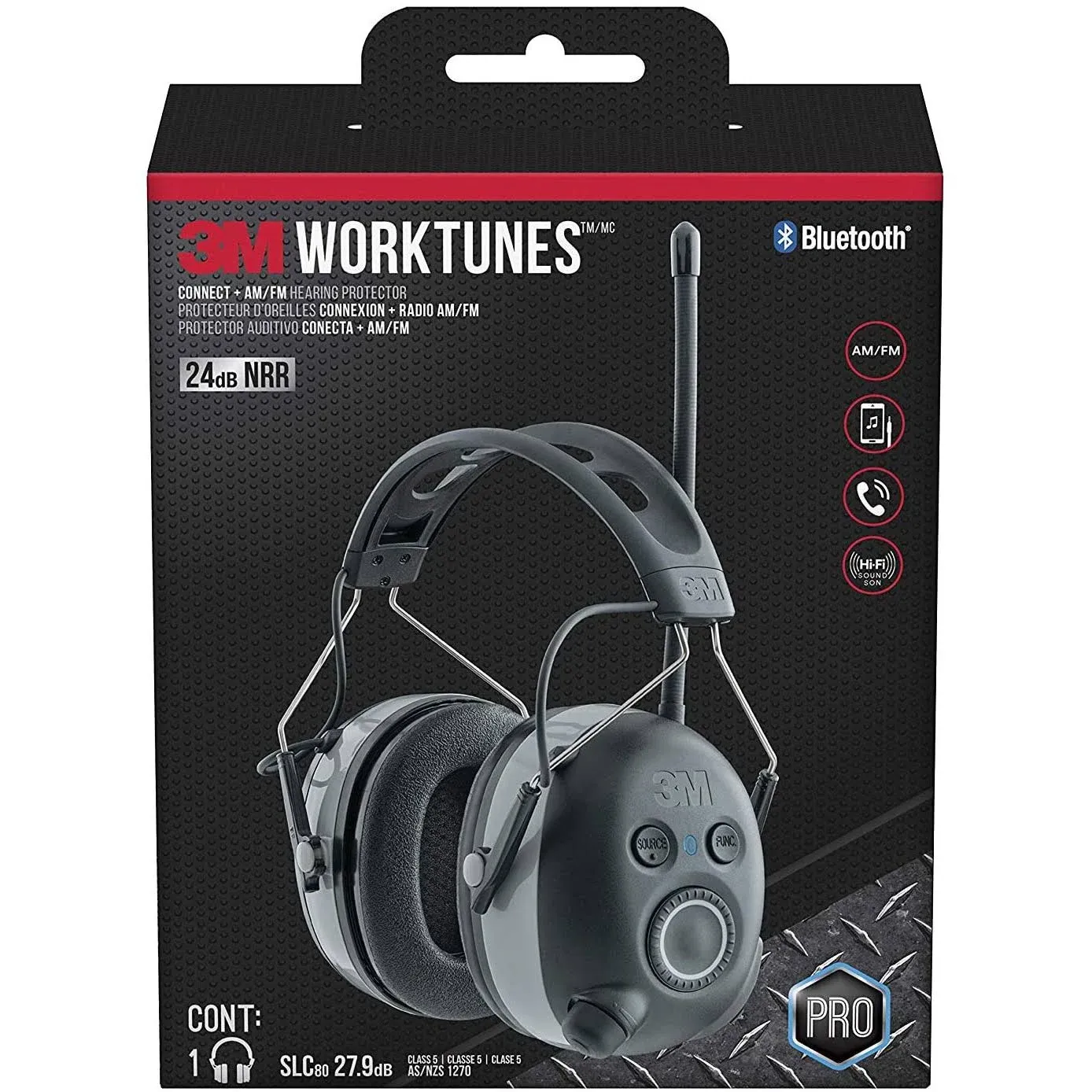 3M 3M-90542-3DC WorkTunes Wireless Hearing Protector Muff With Bluetooth Technology