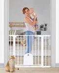 Newnice 29.7"-40.6" Wide Auto Close Baby Gate with Small Cat Door, Easy Walk Thru & Durable Dog Pet Gates for Stairs, Doorway, House, Pressure Mounted Safety Child Gate Includes 4 Wall Cups