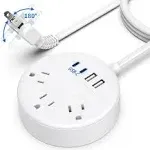 Ntonpower New Dot  Power Strip 3 Outlets 2 USB-A 2 USB-C Small&Travel