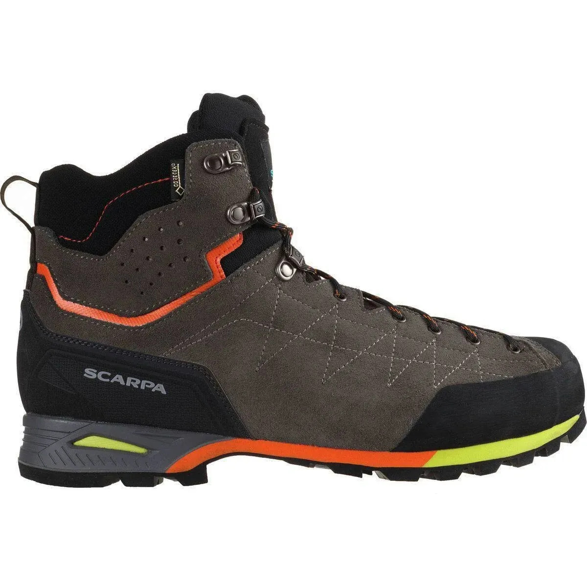 SCARPA Men's Zodiac Plus GTX Waterproof Gore-Tex Boots for Backpacking and Hiking - Shark/Orange - 10-10.5