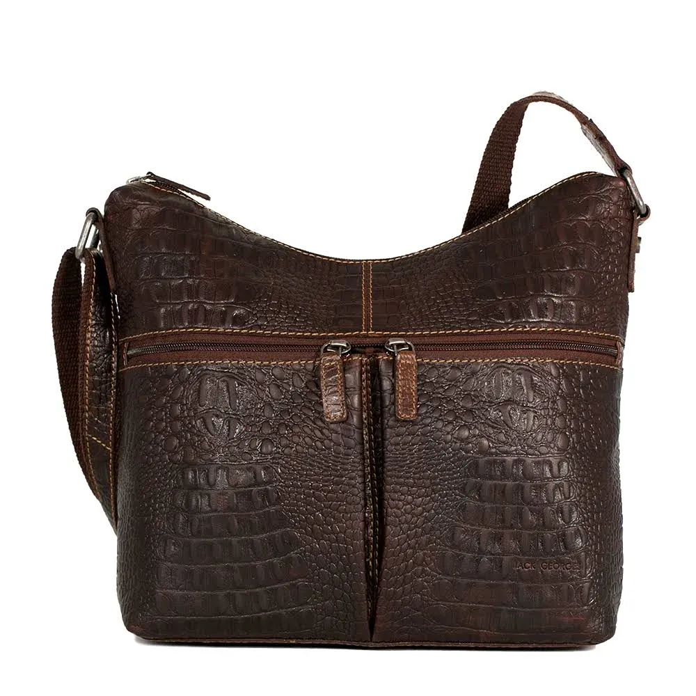 Jack George HAND-STAINED BUFFALO LEATHER WITH HORNBACK CROCO EMBOSS Hobo