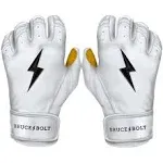 Bruce Bolt Youth Premium Pro Short Cuff Batting Gloves White - L