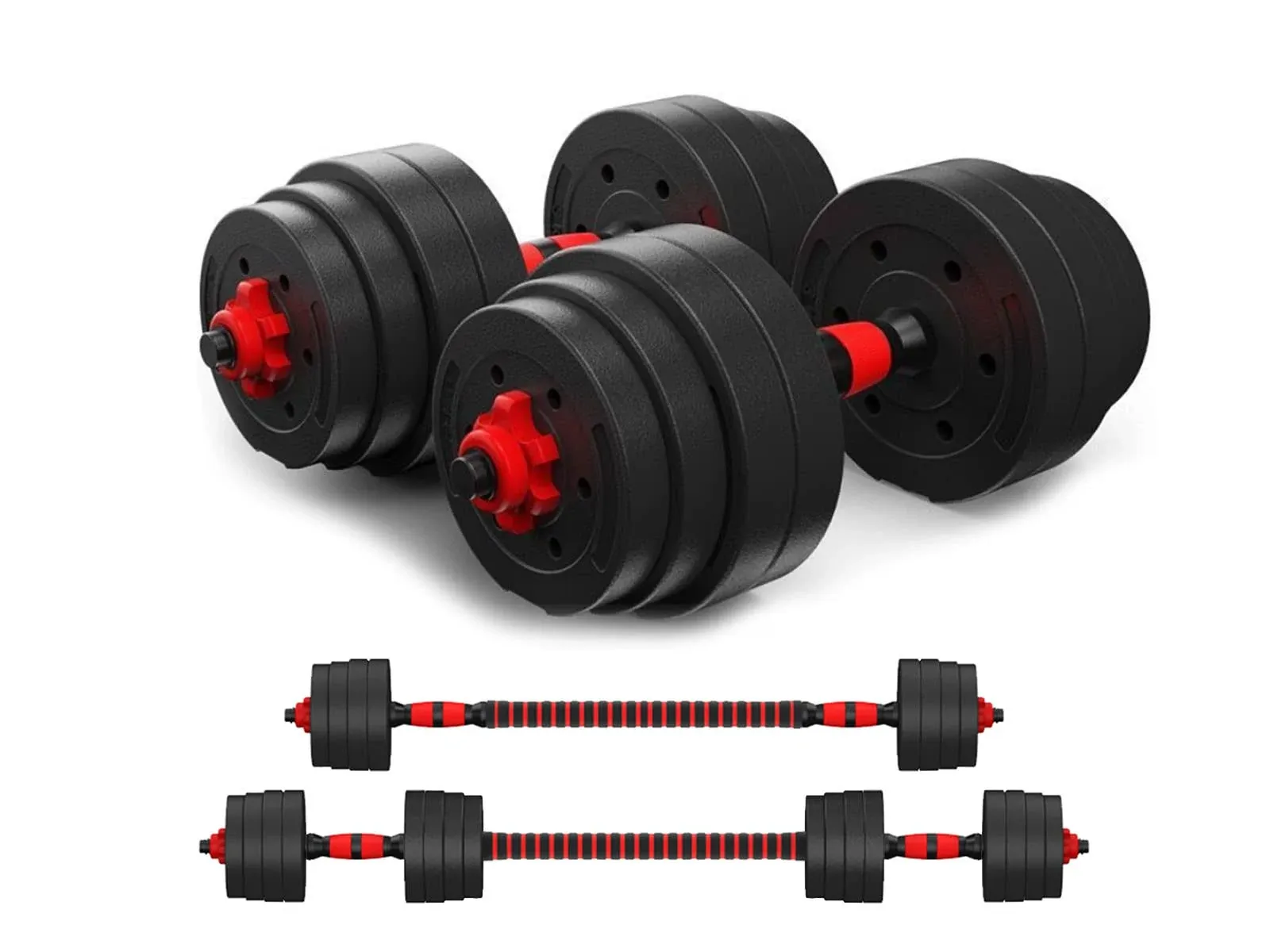 Adjustable Weight Dumbbells Set to 88Lbs, Free Weight Dumbbell with Connecting Rod Used As Dumbbell Barbell set, for Men and Women Home Gym Work Out Training Fitness Equipment All-Purpose