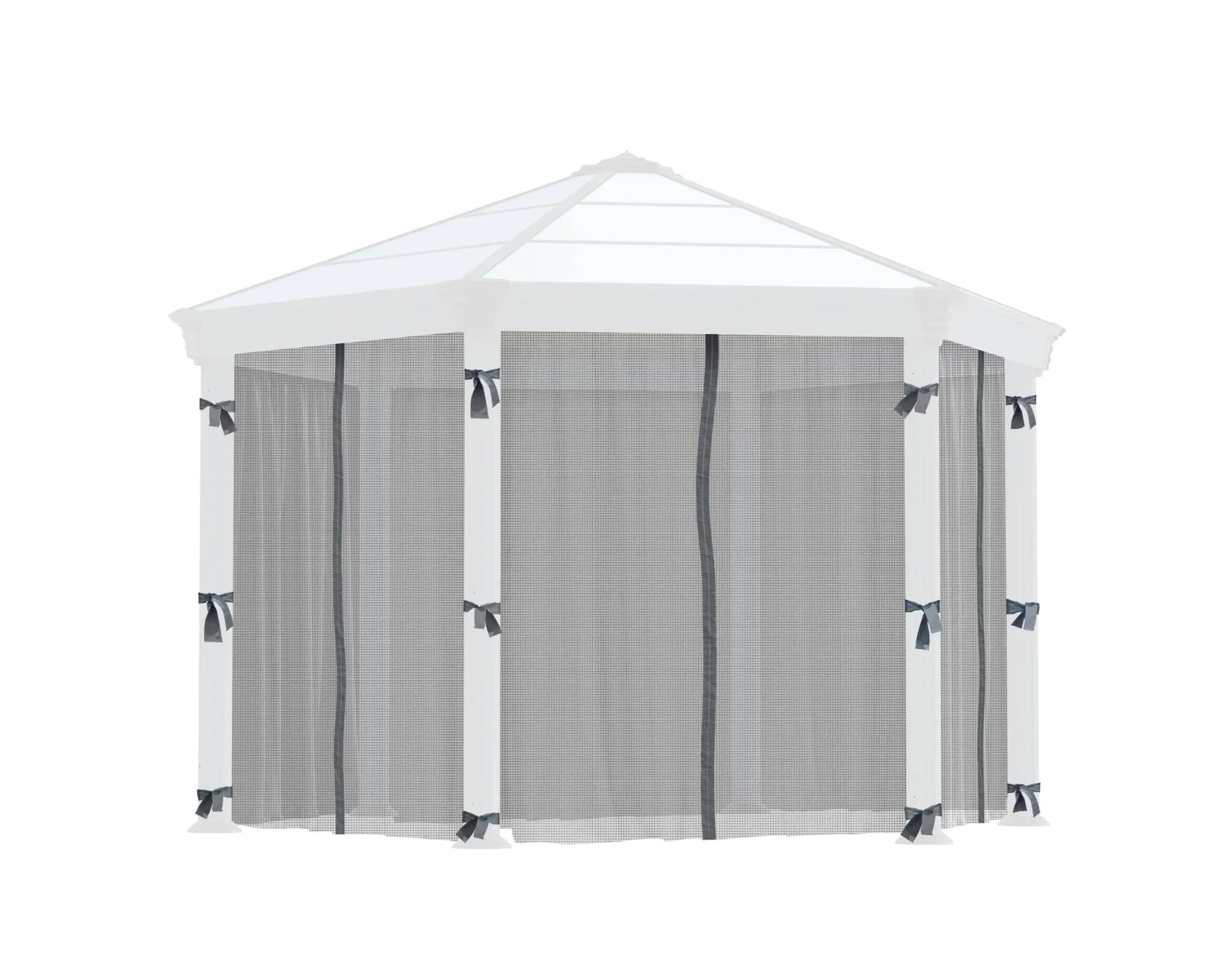 Palram - Canopia Roma/Monaco Garden Gazebo Netting Set Gray - 6 Pieces