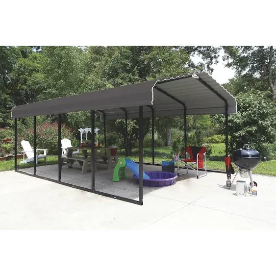 Arrow Steel Carport 12 x 20 x 7 ft. Charcoal