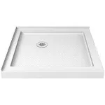 DreamLine 32 in. D x 32 in. W x 76 3/4 in. H Slimline Double Threshold Corner Drain Base and Acrylic Backwall Kit in White