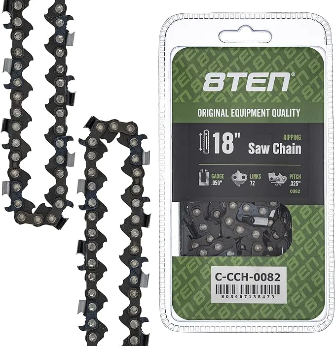 8TEN Ripping Chainsaw Chain 18 Inch .050 .325 72DL for Echo CS450 Husqvarna 50 55 455 460 Rancher Poulan 285