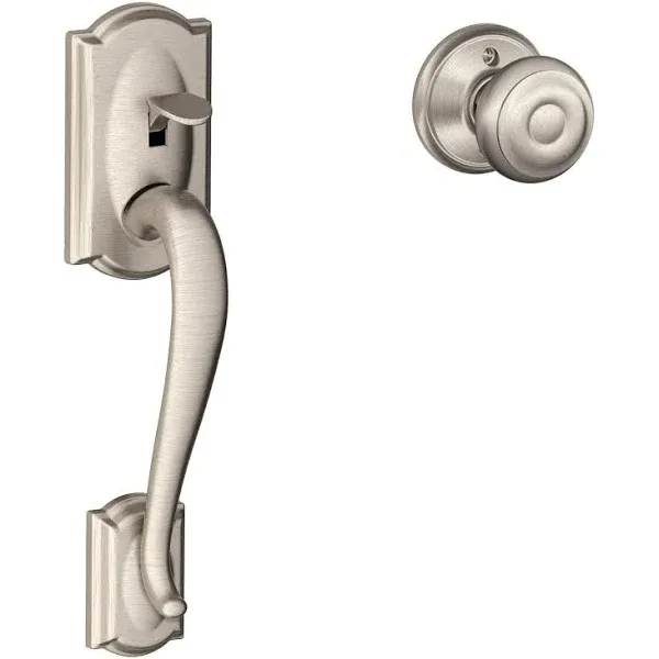 Schlage Camelot-Georgian Satin Nickel Entry Door Handleset Knob Lowes.com