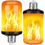 Y- Stop LED Flame Effect Fire Light Bulb - Upgraded 4 Modes Flickering Fire Halloween Decorations Lights - E26 Base Flame Bulb with Upside Down