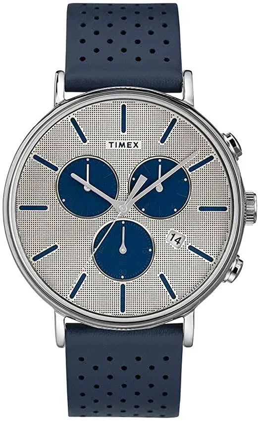 Timex Fairfield Supernova Chronograph 41mm Leather Strap Watch - Blue