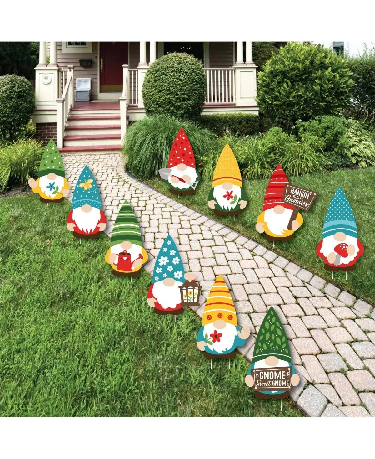 Garden Gnomes - Lawn Decor - Outdoor Forest Gnome Party Yard Decor - 10 Piece