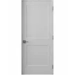 30 in. x 80 in. Right-Handed Solid Core Prehung Interior Door White Primed Double Panel with Black Hinges