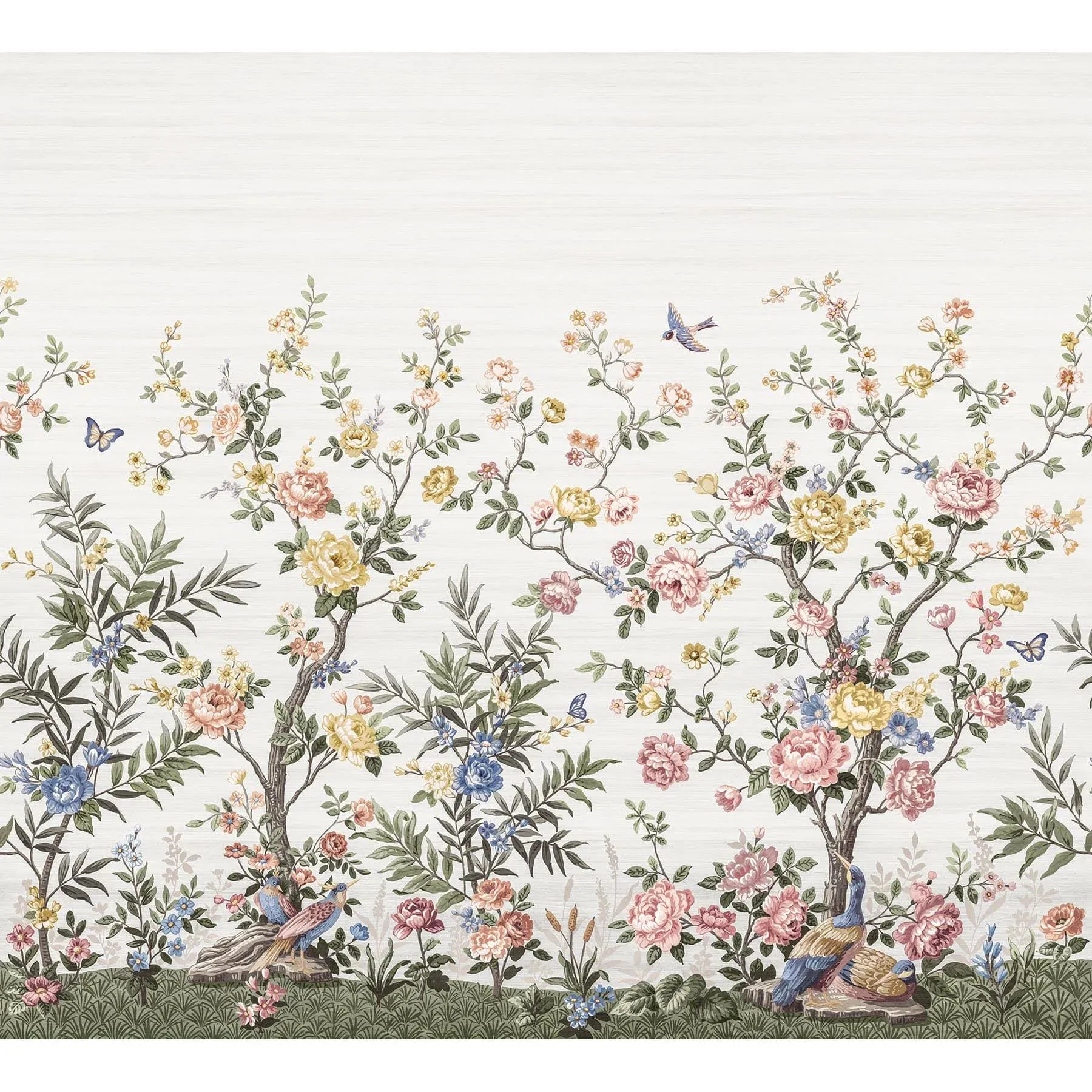 Spring Chinoiserie Soft White Wall Mural