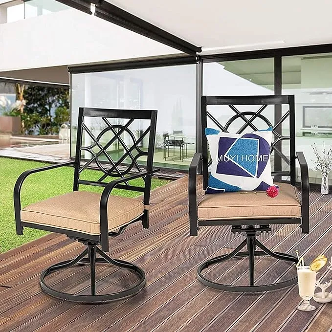 Patio Dining Chairs Set of 4 Swivel Outdoor Dining Metal Chair with Cushion Supp