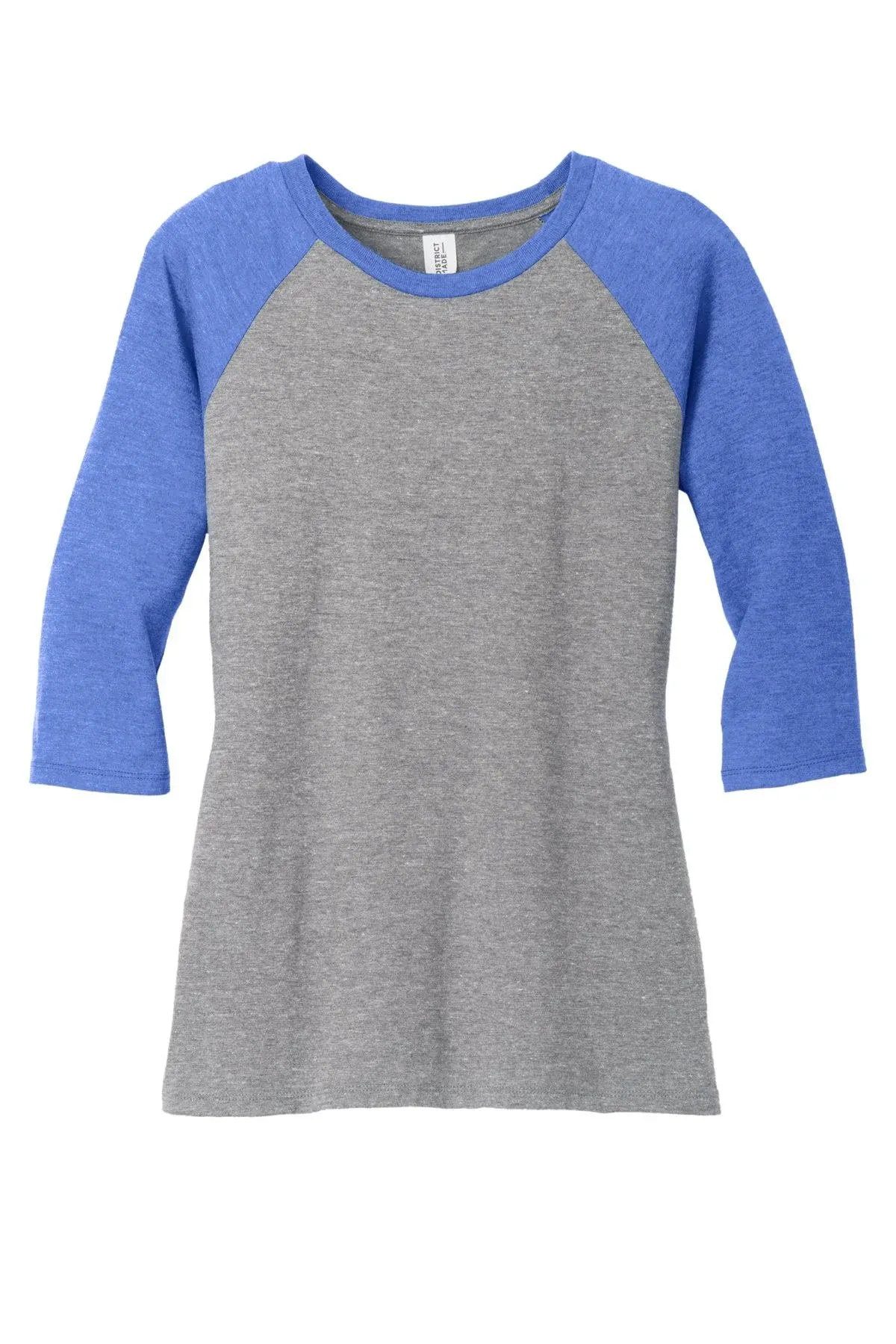 District DM136L Womens 3/4 Sleeve Raglan Perfect Tri Stylish Crew Neck T-Shirt