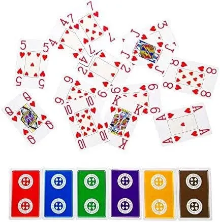 TSB Standard Print Bridge Cards Pack of 12 Decks - 6 Colors Bridge Playing Cards - Easy Storage (2 Red 2 Blue 2 Purple 2 Grey 2 Green 2 Yellow Regular)