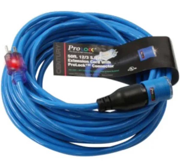 Century D14412050BL 50' 12/3 Blue Extension Cord