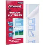 Catchmaster Window Fly Traps 48-Pack, Fruit Fly Traps for Indoors, Disposable Bulk Bug Catcher, Waterproof Insect Glue Trap, Adhesive Fly Strips, Pet Safe Pest Control for Home, Kitchen, & Garage