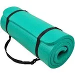 Signature Fitness 1" Extra Thick Exercise Yoga Mat with Carry Strap, Green