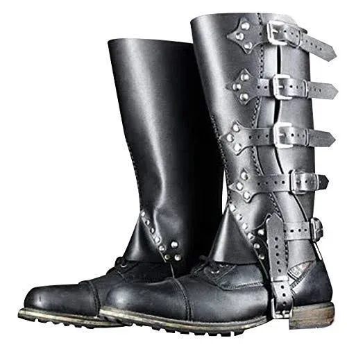 Wraith of East Faux Leather Medieval Gaiters Knight Warrior Armor Boot Covers Spats Waterproof Leg Guards Ranaissance Costume Accessories