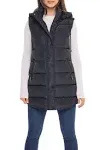 Sebby S.E.B Women&#039;s Long Puffer Vest, Quilted Faux Down Filled Hooded Vest... 