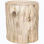  Faux Wood Stump Stool Accent Table Set of 1 14.9&#034;Wx13.625&#034;<wbr/>Dx16.54&#034;H Grey White