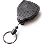 KEY-BAK SUPER48 Locking Retractable Keychain, Durable Polycarbonate Case, Leather Belt Loop, and Oversized Split Ring, Black