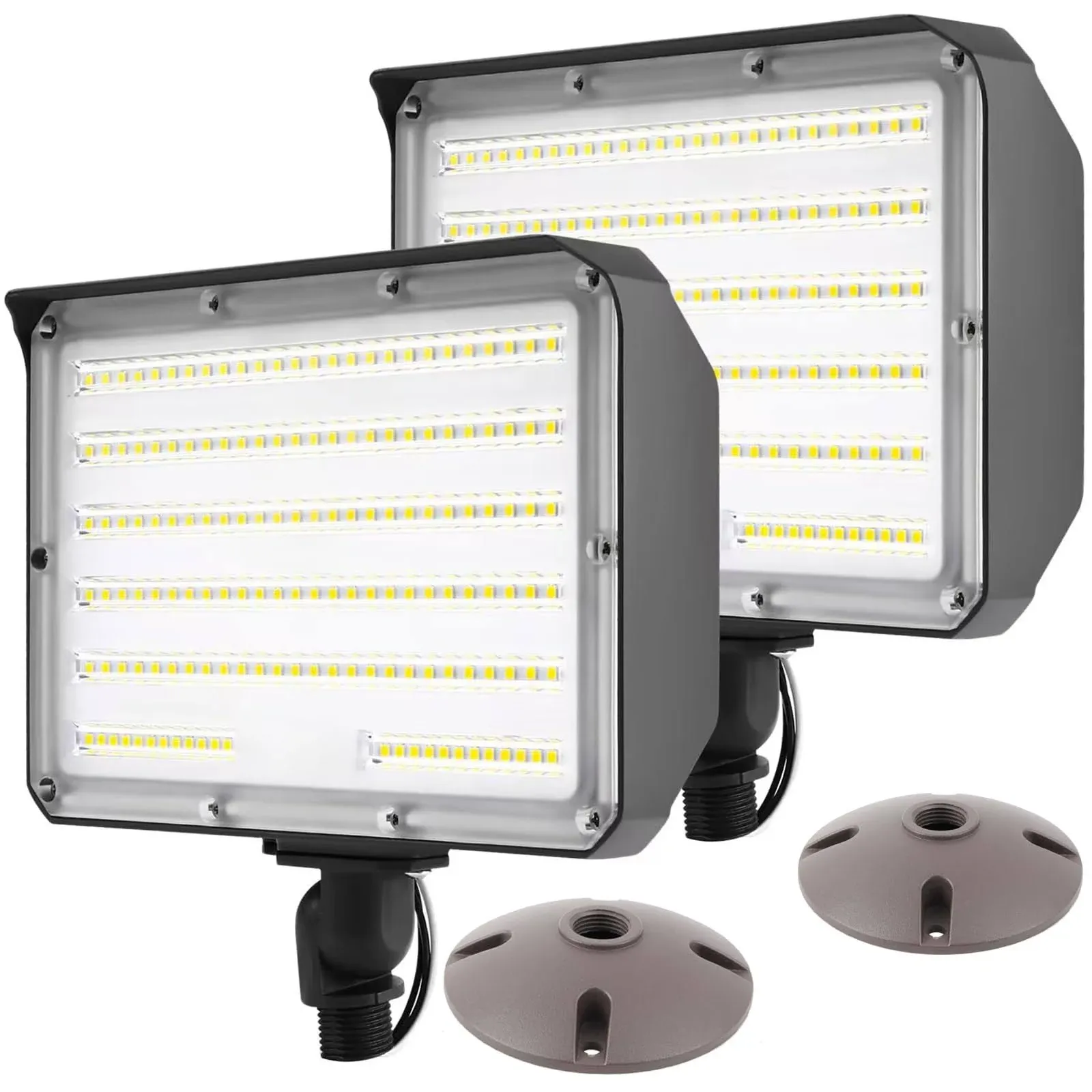 2Pack Dusk to Dawn Outdoor 100W LED Flood Light with Knuckle, 14000LM 1000W Equi