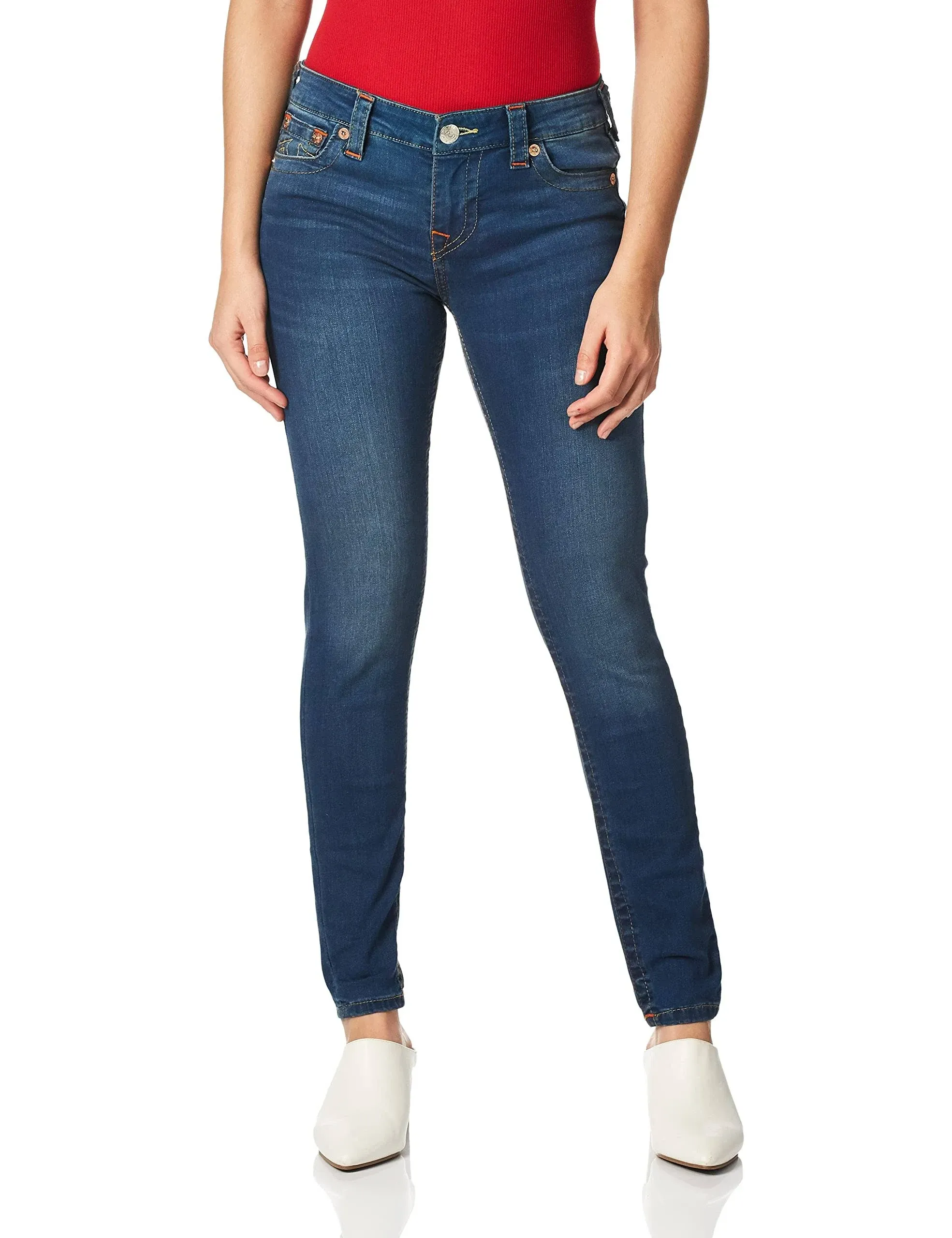 True Religion Women's Halle Mid Rise Super Skinny Jeans