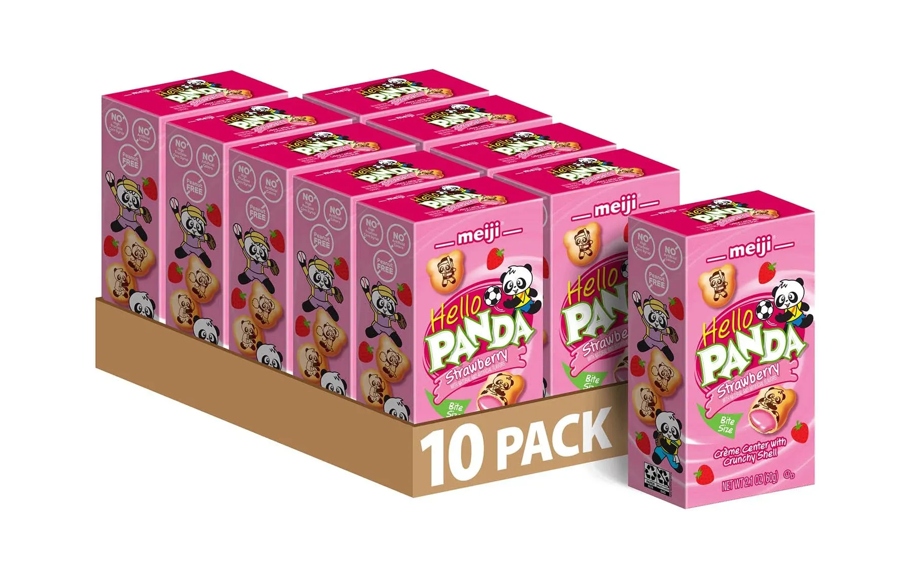 Meiji Hello Panda Cookie, Strawberry, 2.1 Ounce (Pack of 10)