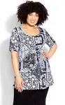 Evans | Women's Plus Size Luv Pleat Front Tunic - Powder Blue - 14W