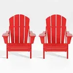 WestinTrends Outdoor Folding Poly Adirondack Chair (Set of 2), Red