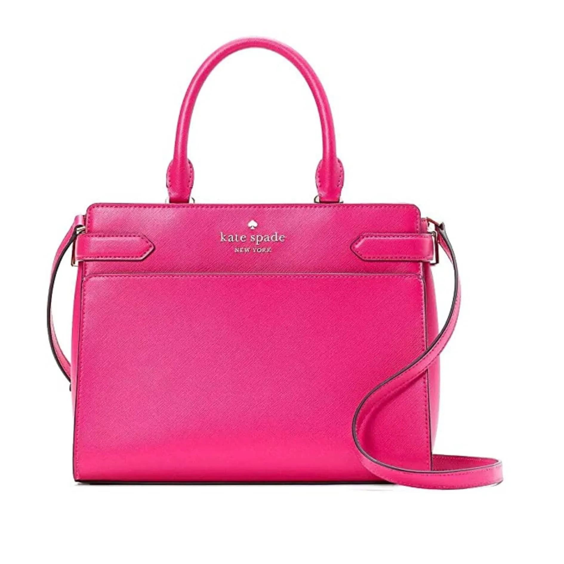 Kate Spade New York Staci Small Saffiano Leather Satchel Handbag Deep Hibiscus 