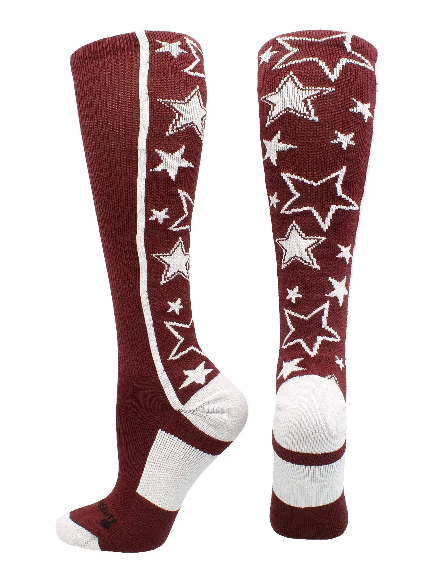 MadSportsStuff Softball Socks with Stars for Girls and Women Over the Calf Tall Socks Youth and Adult Sizes