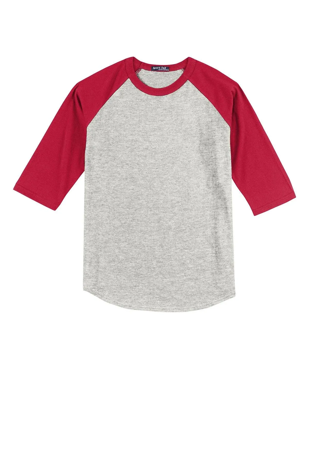 Sport-Tek YT200 Youth Colorblock Raglan Jersey - Heather Grey/Red