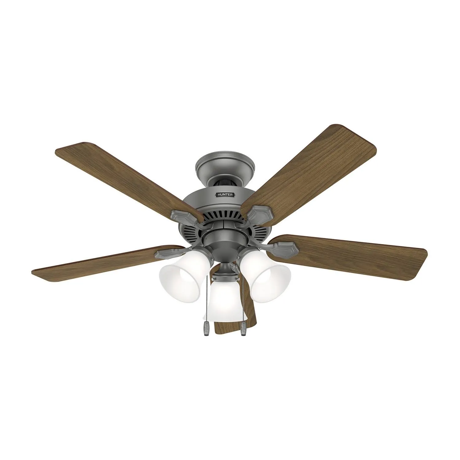 Swanson 44 in. Indoor Matte Silver Standard Ceiling Fan with LED Bulbs Included