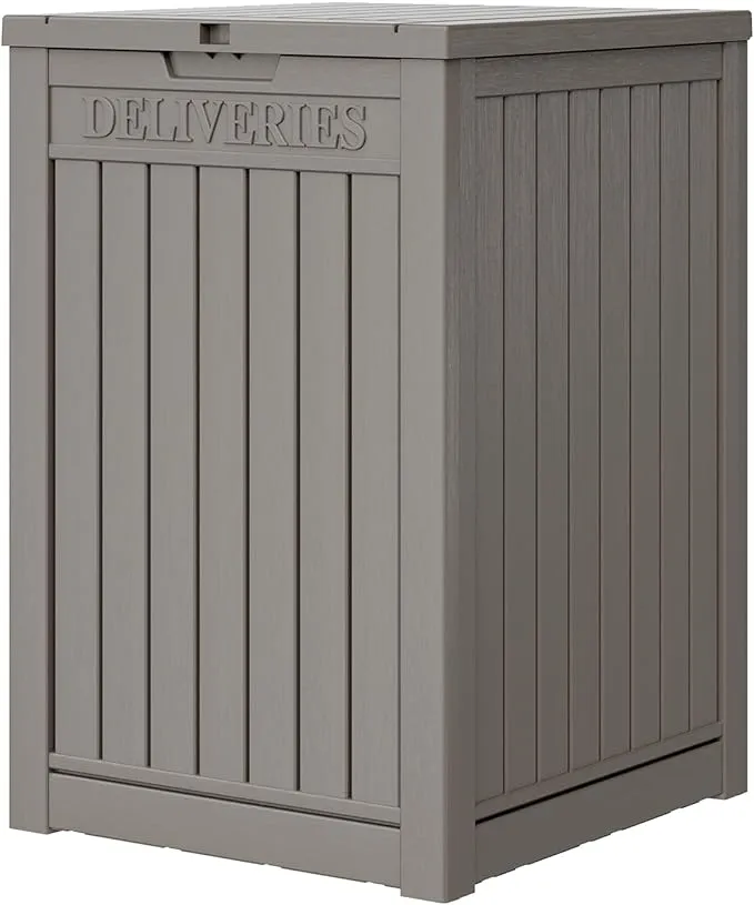 Package Delivery Box for Porch, 48 Gallon Storage Box with Lockable Secure, Large Double Wall Resin Outdoor Package Delivery and Waterproof Deck Box