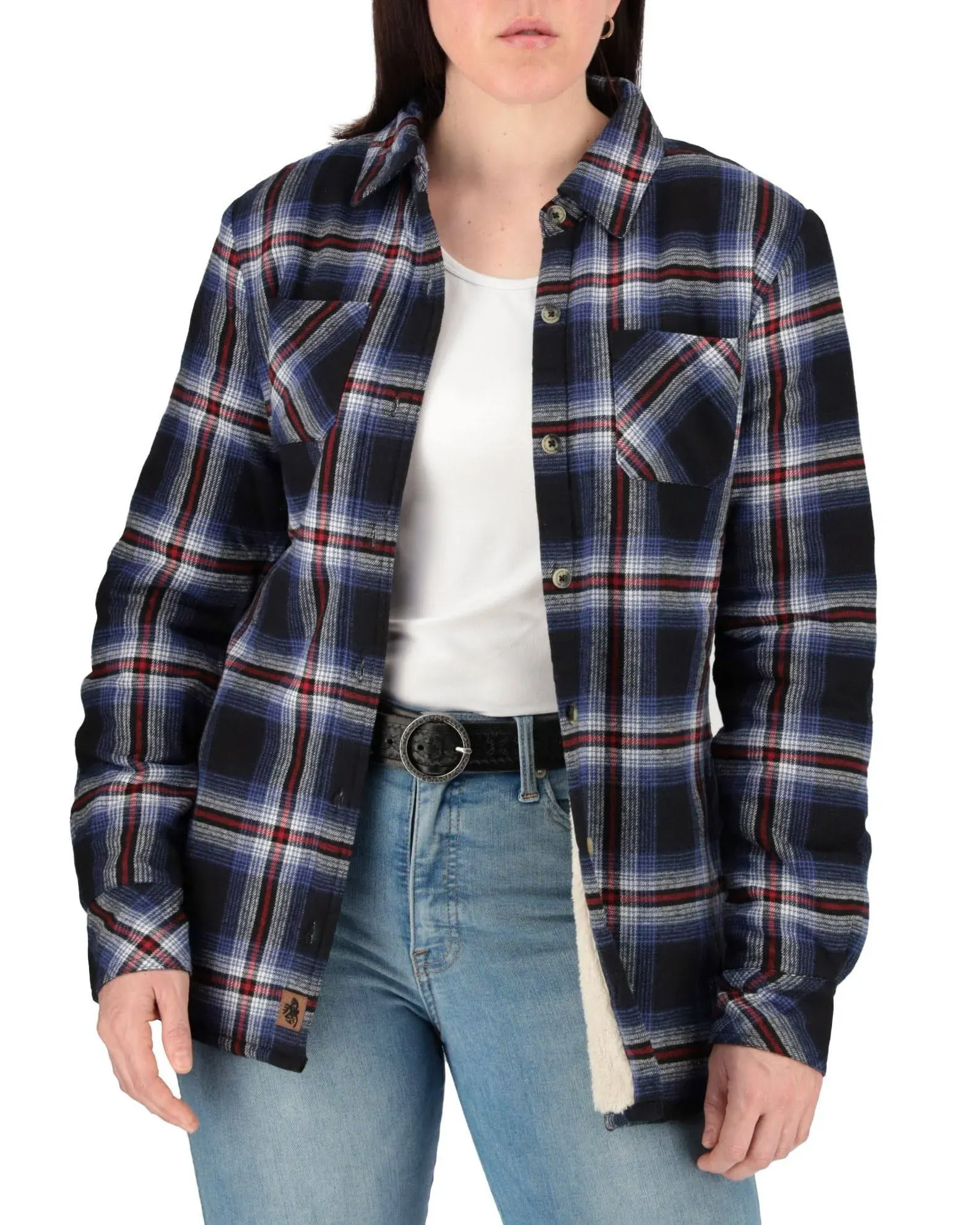 Legendary Whitetails Women's Open Country Flannel Shacket Sherpa Lined Plaid Fleece Shirt Jacket Ladies Western Clothing Coat