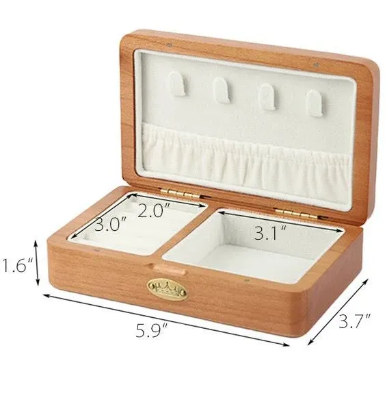 Solid Wood Luggage Jewelry Box - Cherry Wood - Black Walnut Wood from Apollo Box