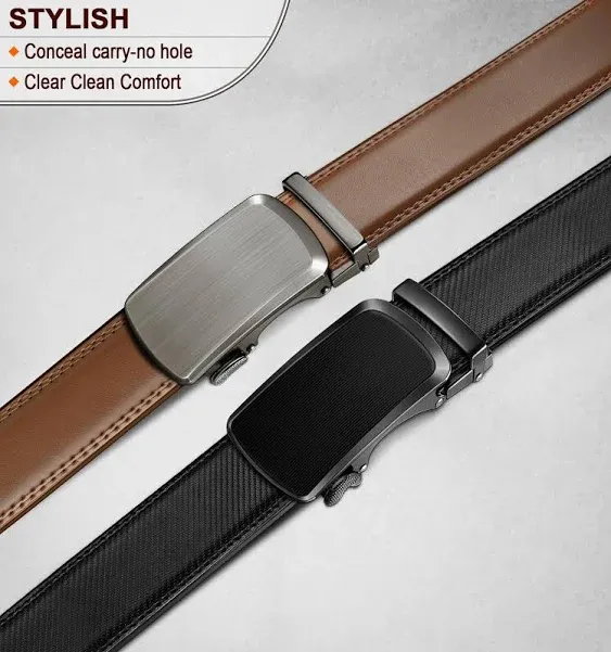 BULLIANT Men Belts 2 Pack, Ratchet Sliding Belt Adjustable For Mens Dress Casual