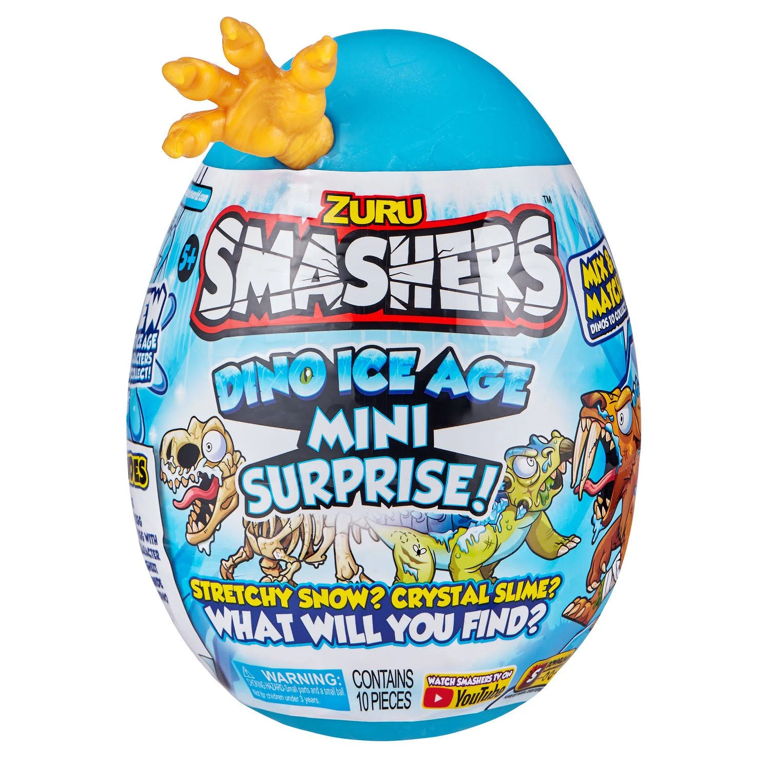 Smashers Dino Ice Age Sabre Tooth Tiger by Zuru Mini Surprise Egg with