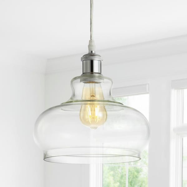 Hampton 9.38" Adjustable Iron/Glass Pharmacy LED Pendant