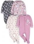 Gerber Baby Girls' 4 Pack Sleep 'N Play Footie