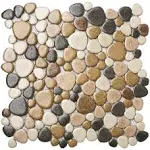 Parrotile Yellowstone Matte Pebbles Mosaic Tile for Shower Floor Bathroom Floor Tiles Non Slip [5 Sheets]