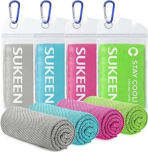 Sukeen [4 Pack Cooling Towel (40"x12"),Ice Towel,Soft Breathable Chilly Towel,Microfiber Towel for Yoga,Sport,Running,Gym,Workout,Camping,Fitness,Workout & More Activities