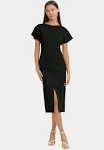 Donna Morgan Women's Crepe Empire Midi Dress - Black - Size 8