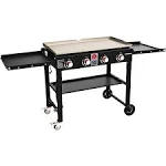 Gas One Propane Burner Grill 36-Inch Flat Top Grill Griddle Cooking Station Foldable 4 Burner Propane Grill with Pre-Seasoned Griddle Professional