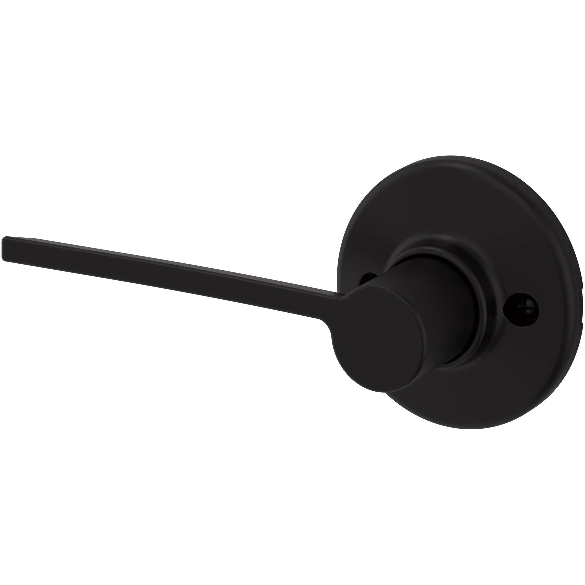 Kwikset Ladera Dummy Door Handle, Single Sided Lever for Closets, French Double Doors, and Pantry, Matte Black Non-Turning Left Handed Interior Push/Pull Lever